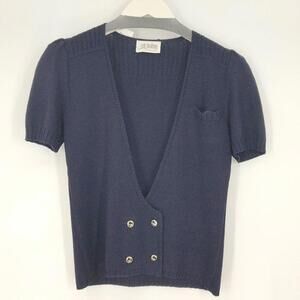 Women's Vintage St John By Marie Gray Cardigan Sweater Navy Blue Small